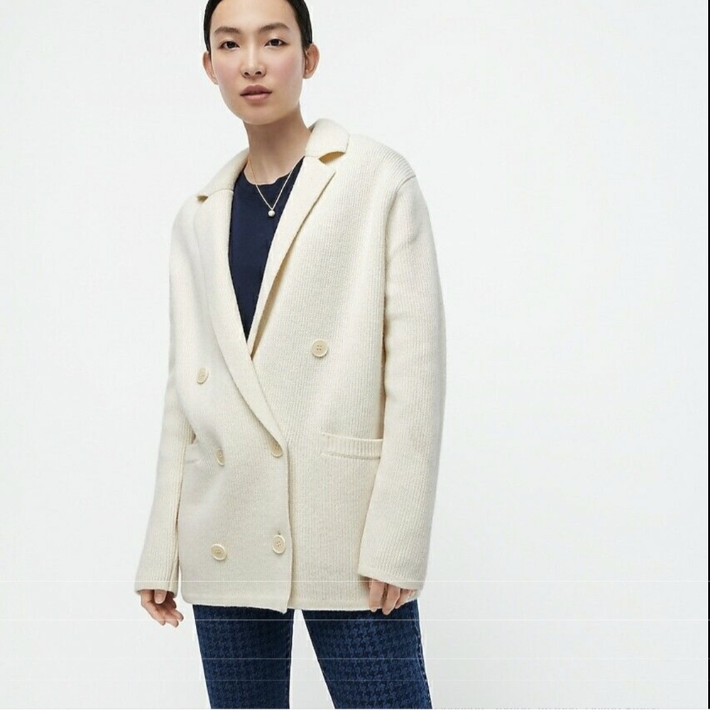 J.Crew Double Breasted Merino Wool Blend Sweater Blazer  M pristine condition